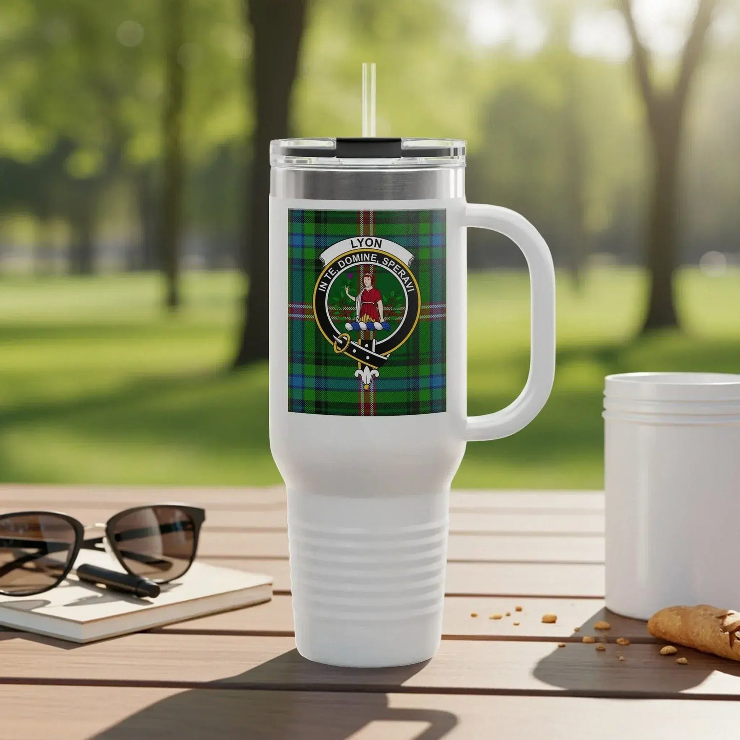 Unique Tartan Design Travel Tumbler with Straw product
