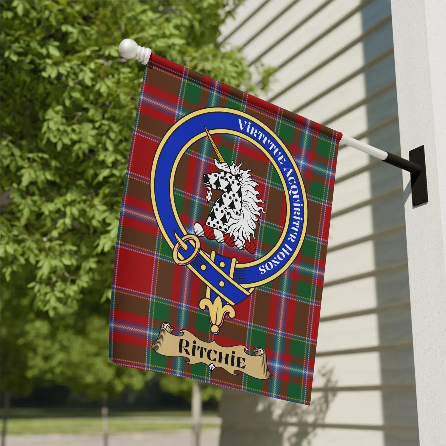 Family Crest with Tartan Design Outdoor Flag product