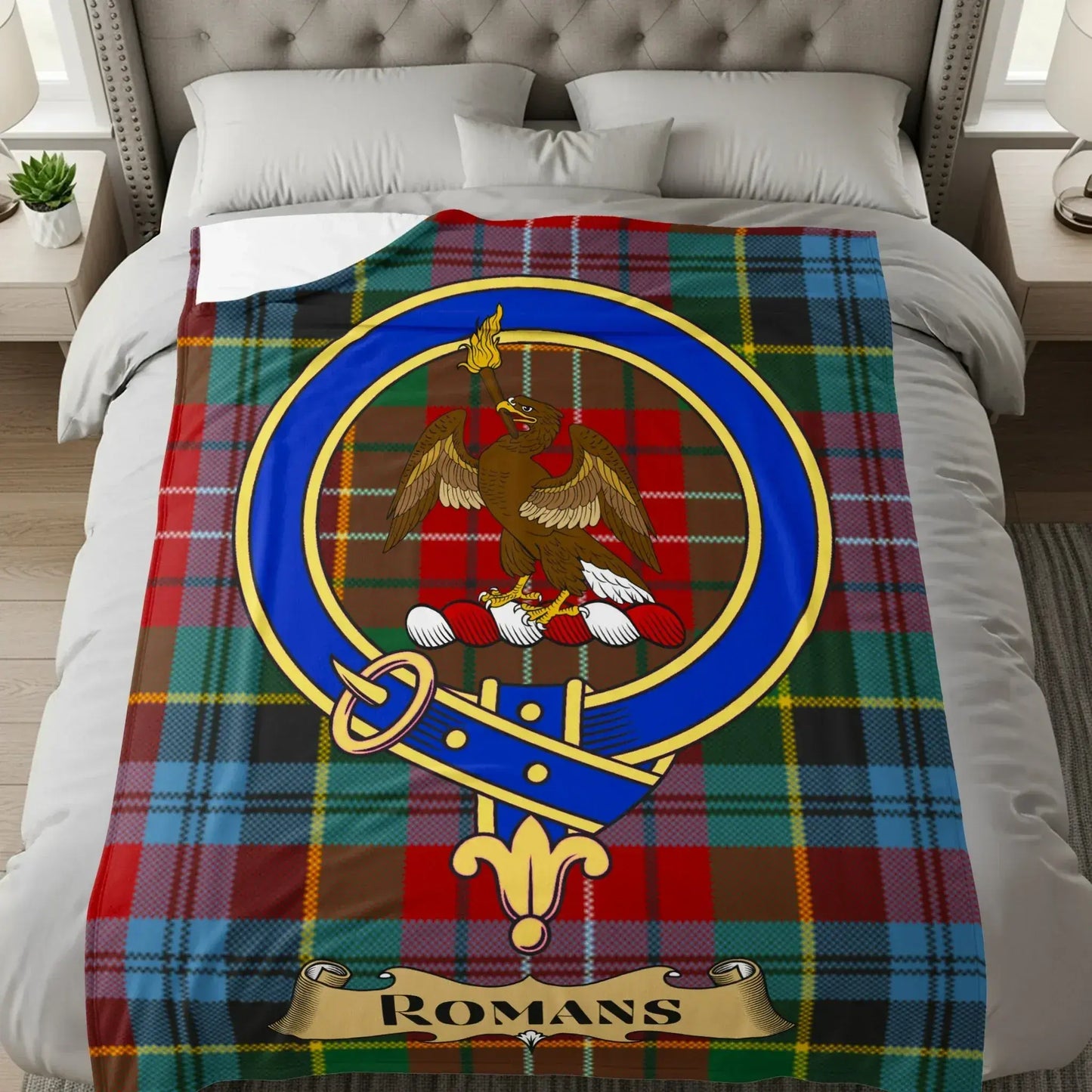 Romans Crest Emblem on Tartan Blanket product