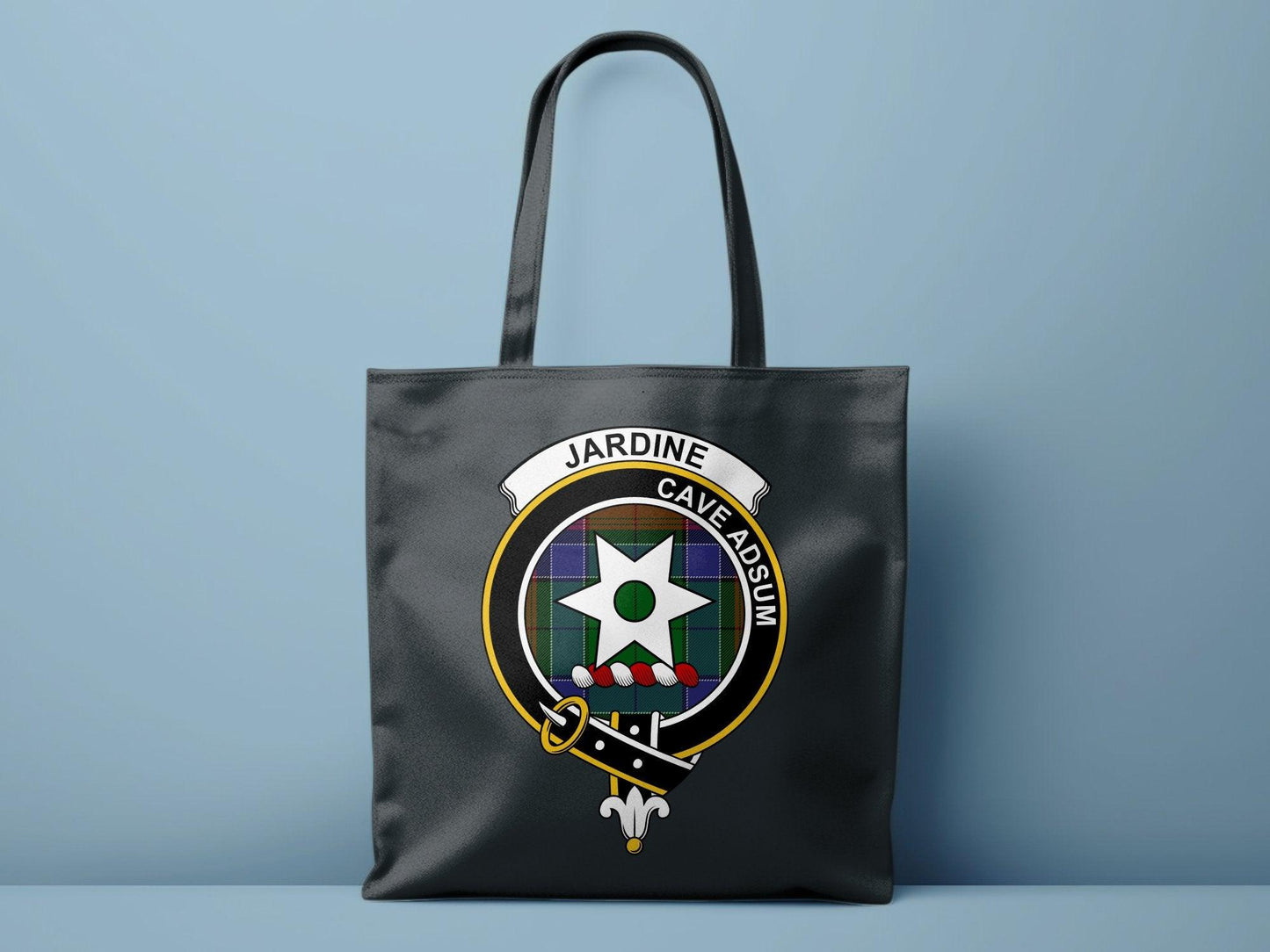 Jardine Scottish Clan Crest Tartan Tote Bags - Celtic Ancestry Gifts