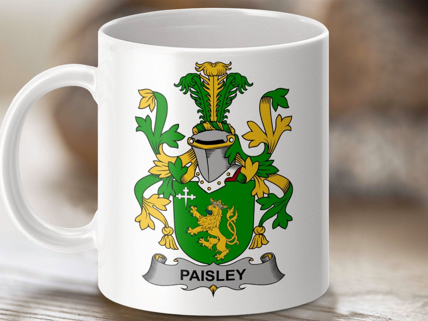 Paisley Family Crest With Lion Design Mug - Celtic Ancestry Gifts