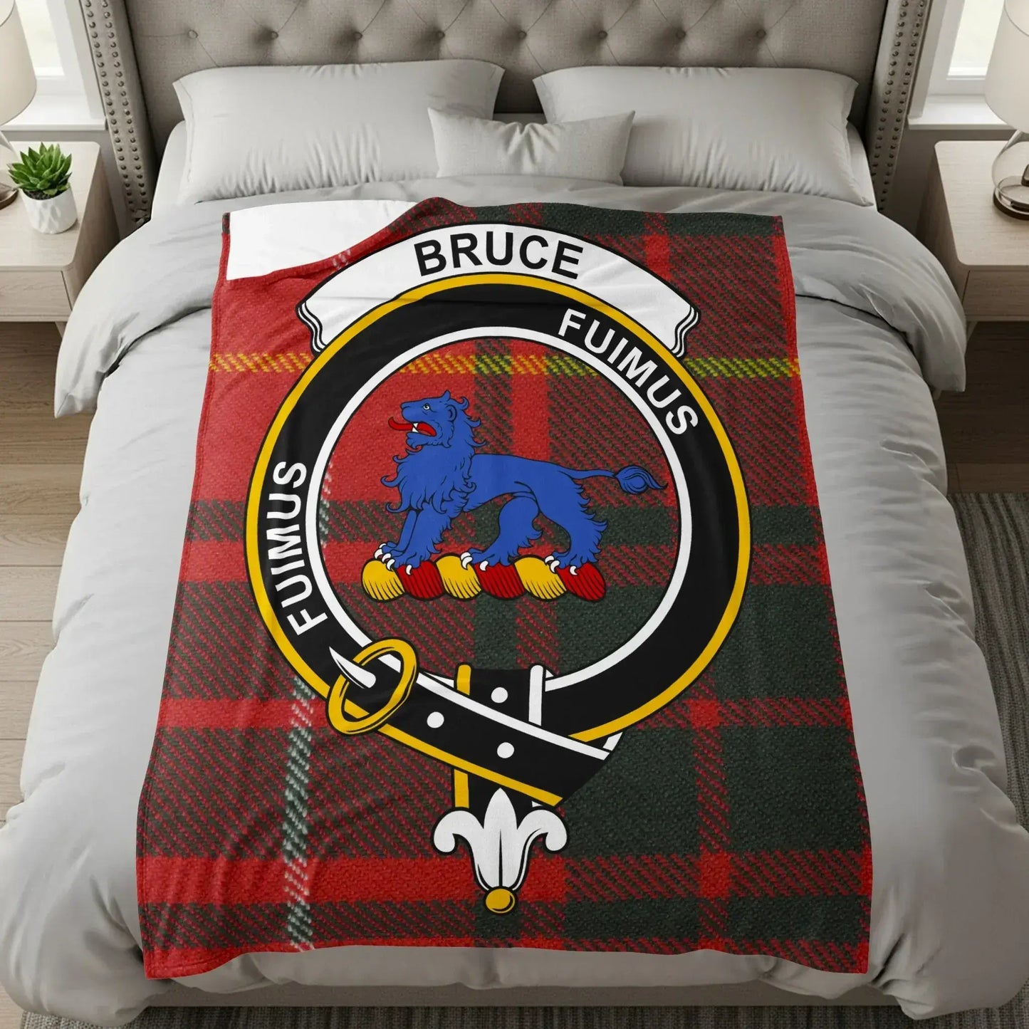 Scottish Clan Bruce Crest Tartan Blanket product type