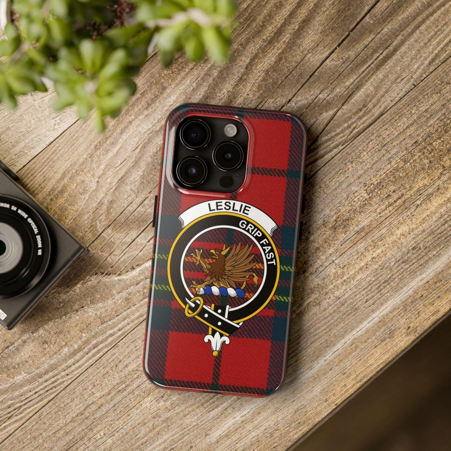 Leslie Clan Crest Scottish Tartan cell phone case - Celtic Ancestry Gifts