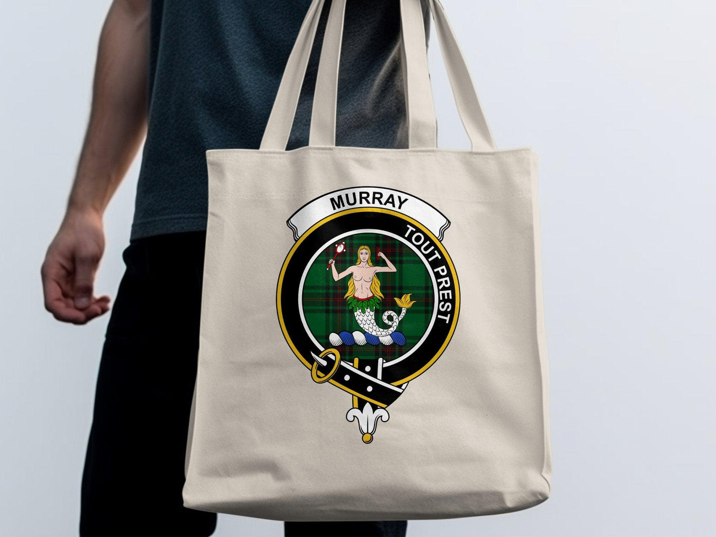 Murray Scottish Clan Crest Tartan Tote Bags - Celtic Ancestry Gifts