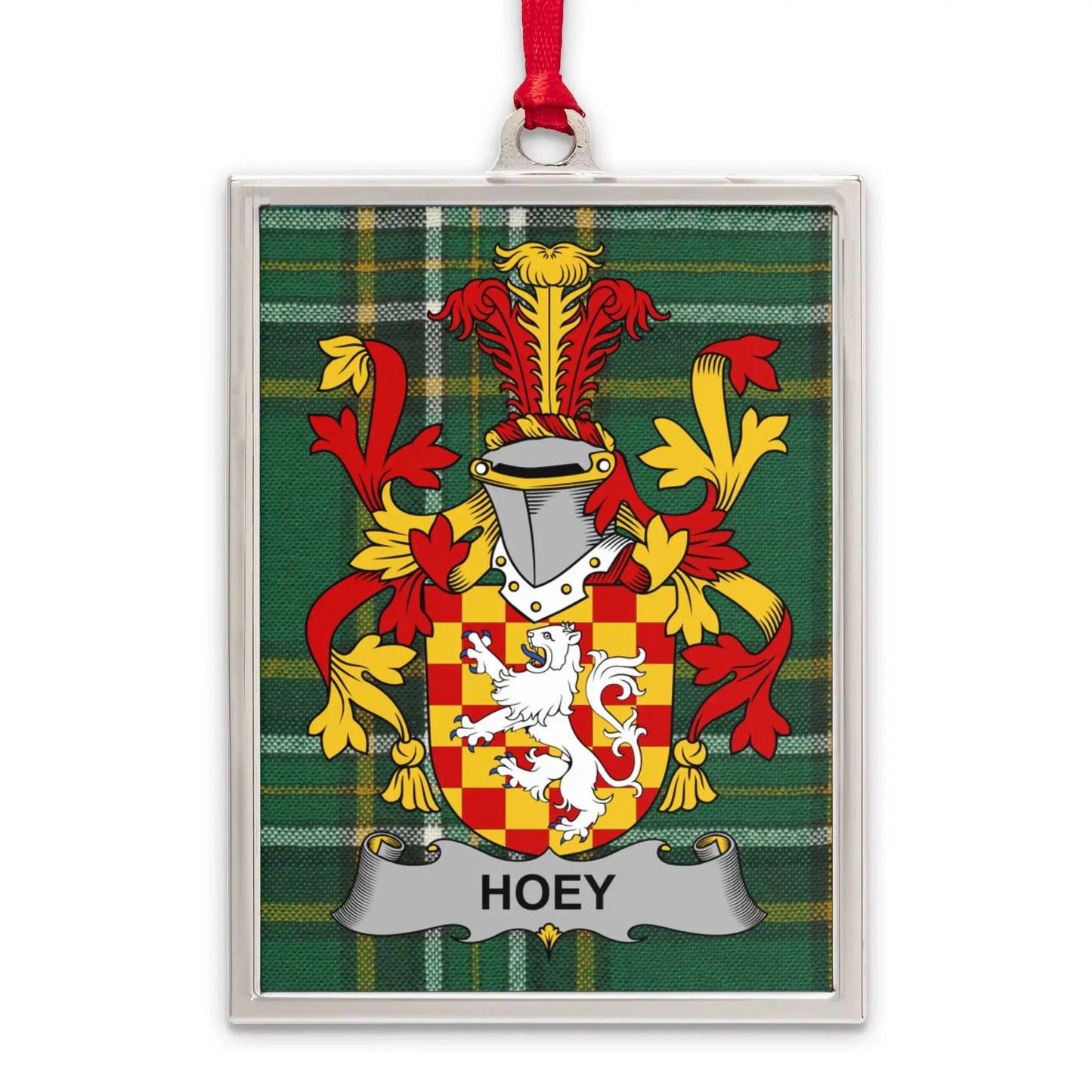 Hoey Family Crest Plaid Background Ornament product