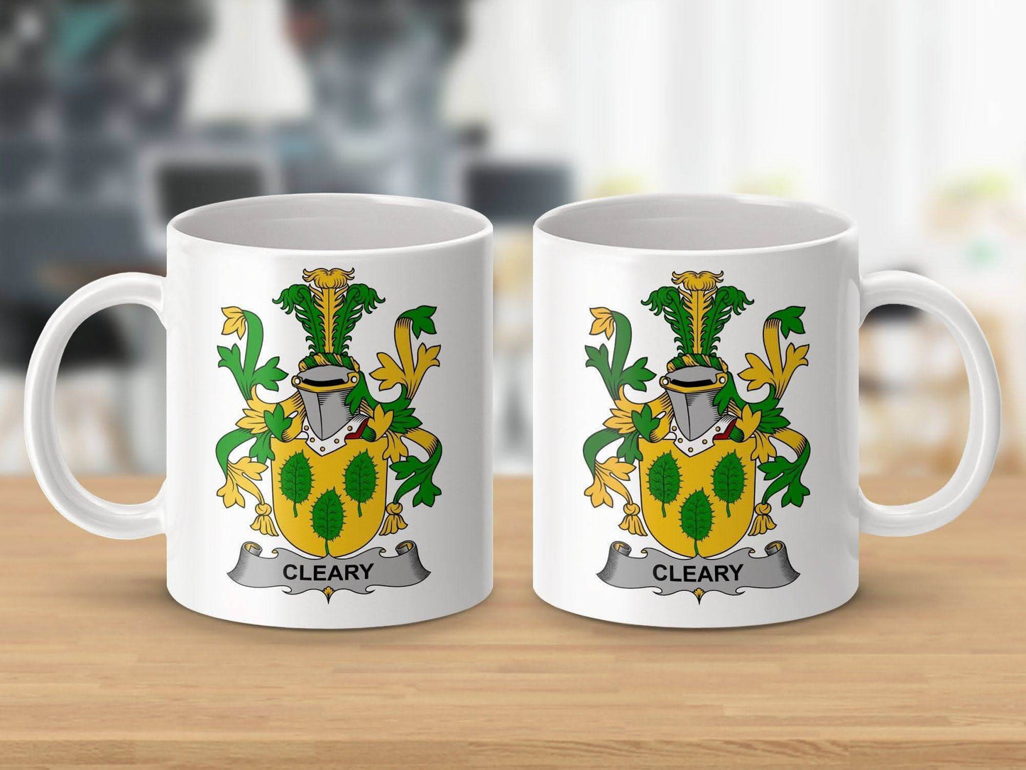 Cleary Surname Irish Family Crest On This Unique mug - Celtic Ancestry Gifts