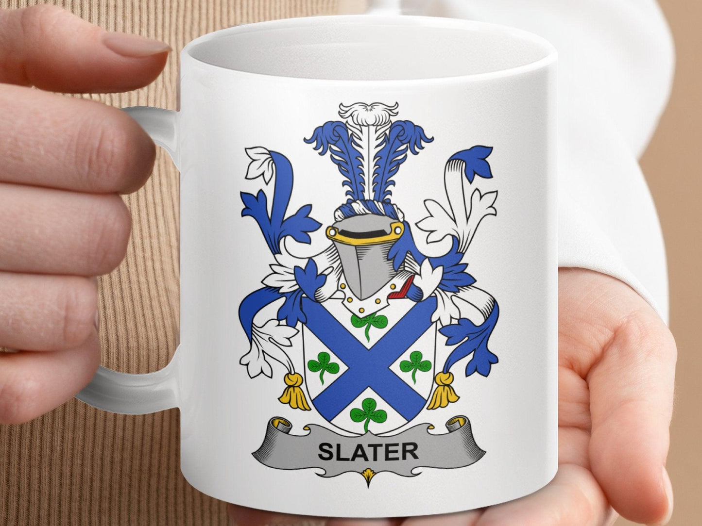Slater Coat of Arms Family Crest Mug - Celtic Ancestry Gifts
