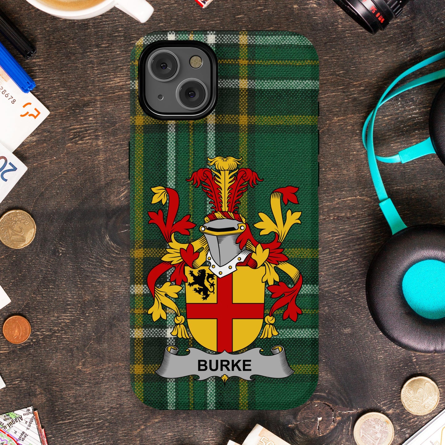 Burke Family Crest Heritage Emblem Cell phone cover - Celtic Ancestry Gifts