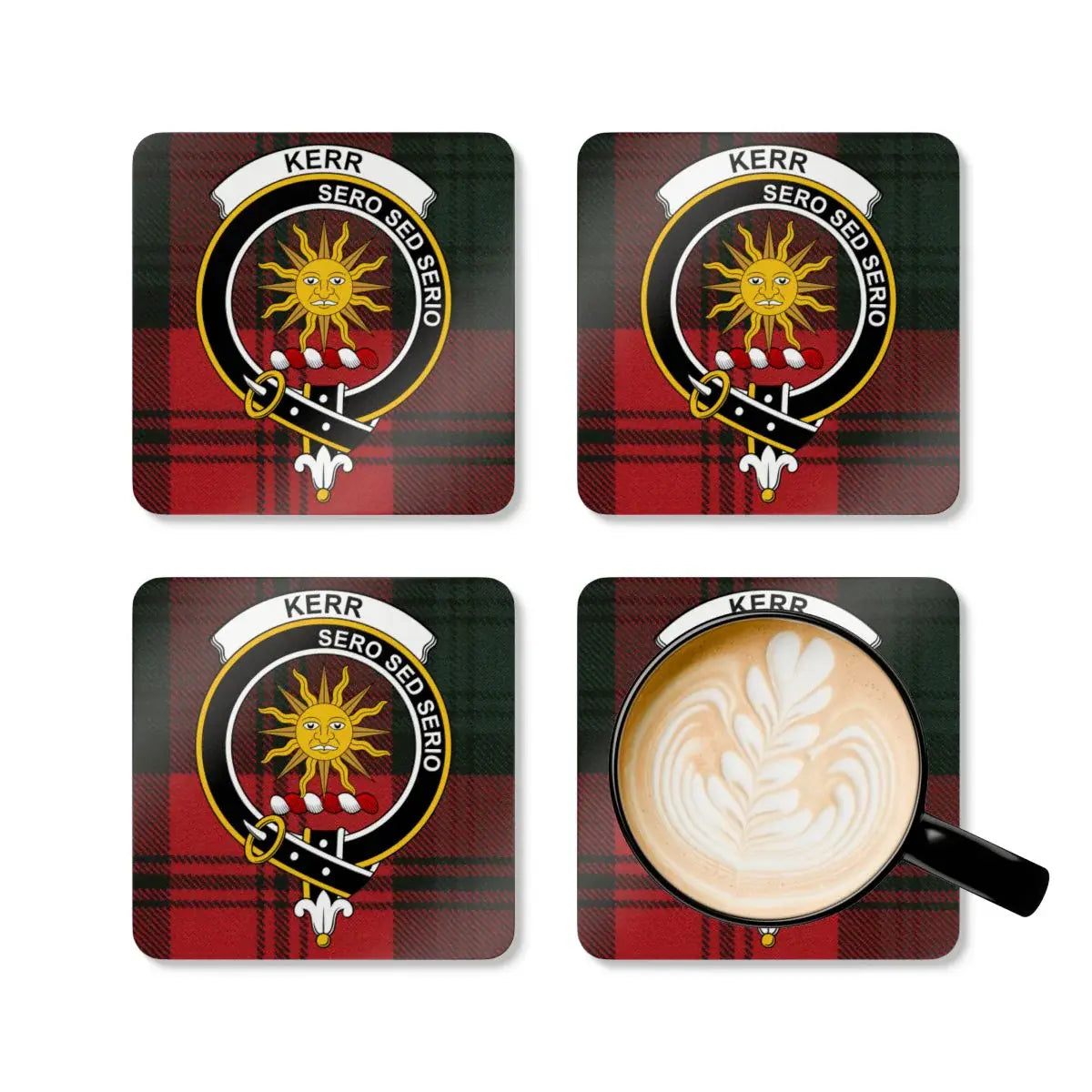 Kerr Family Crest Clan Scottish Tartans Coaster product type