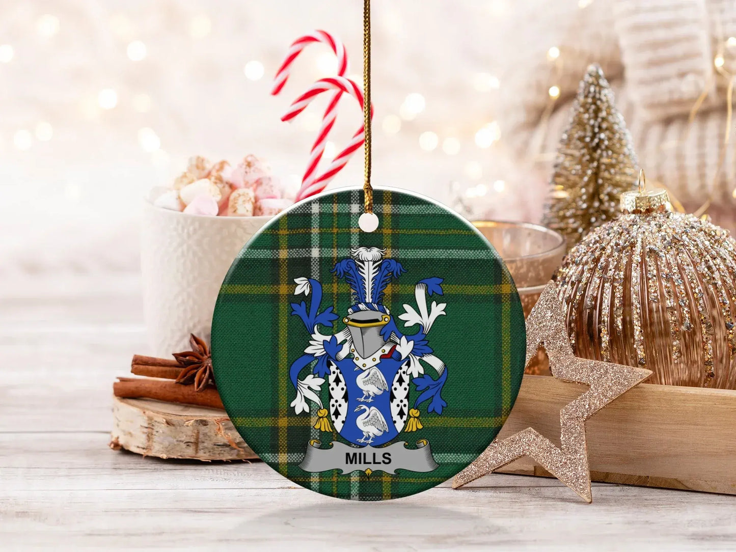 Personalized Christmas Ornament with Family Crest product type