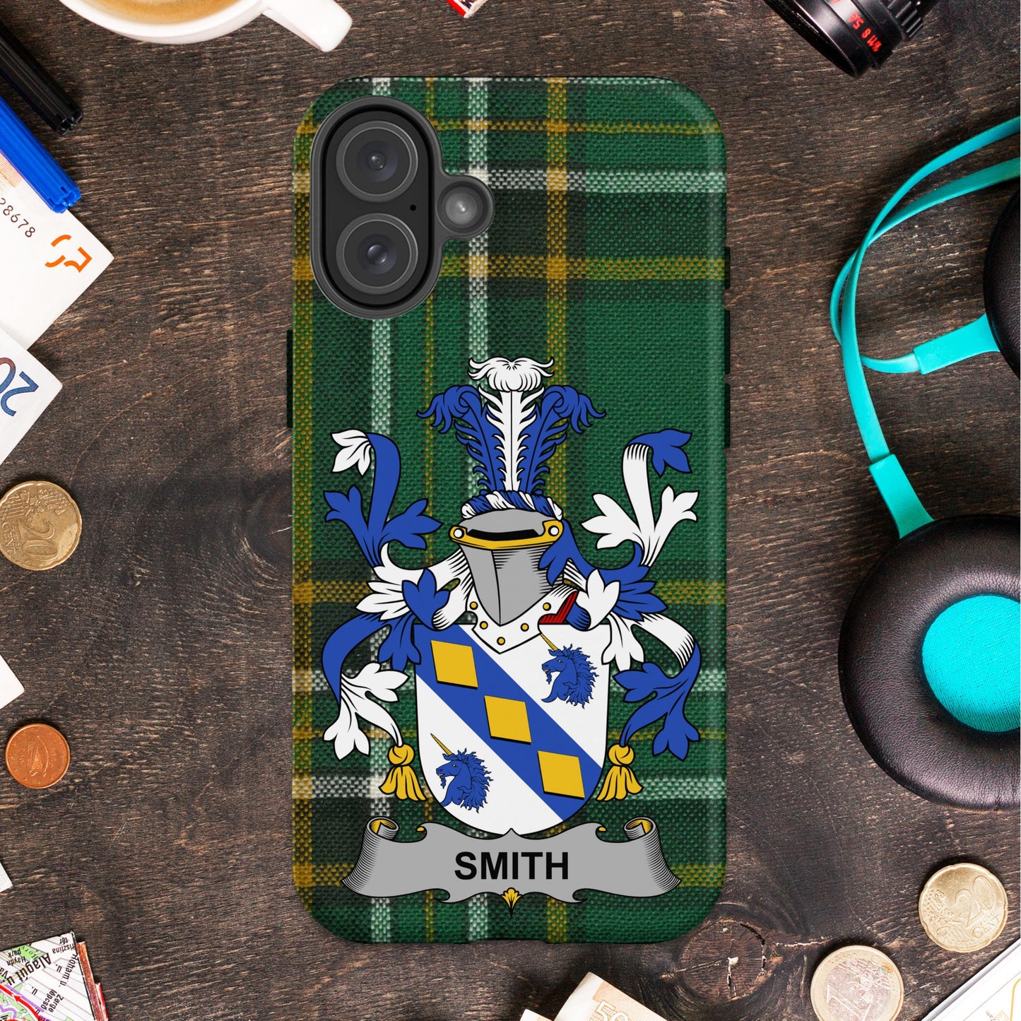 Smith Family Crest Unicorn Shield Cell phone cover - Celtic Ancestry Gifts