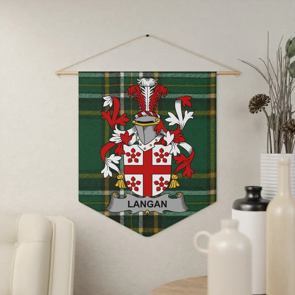 Langan Family Crest Green Plaid Wall Hanging product