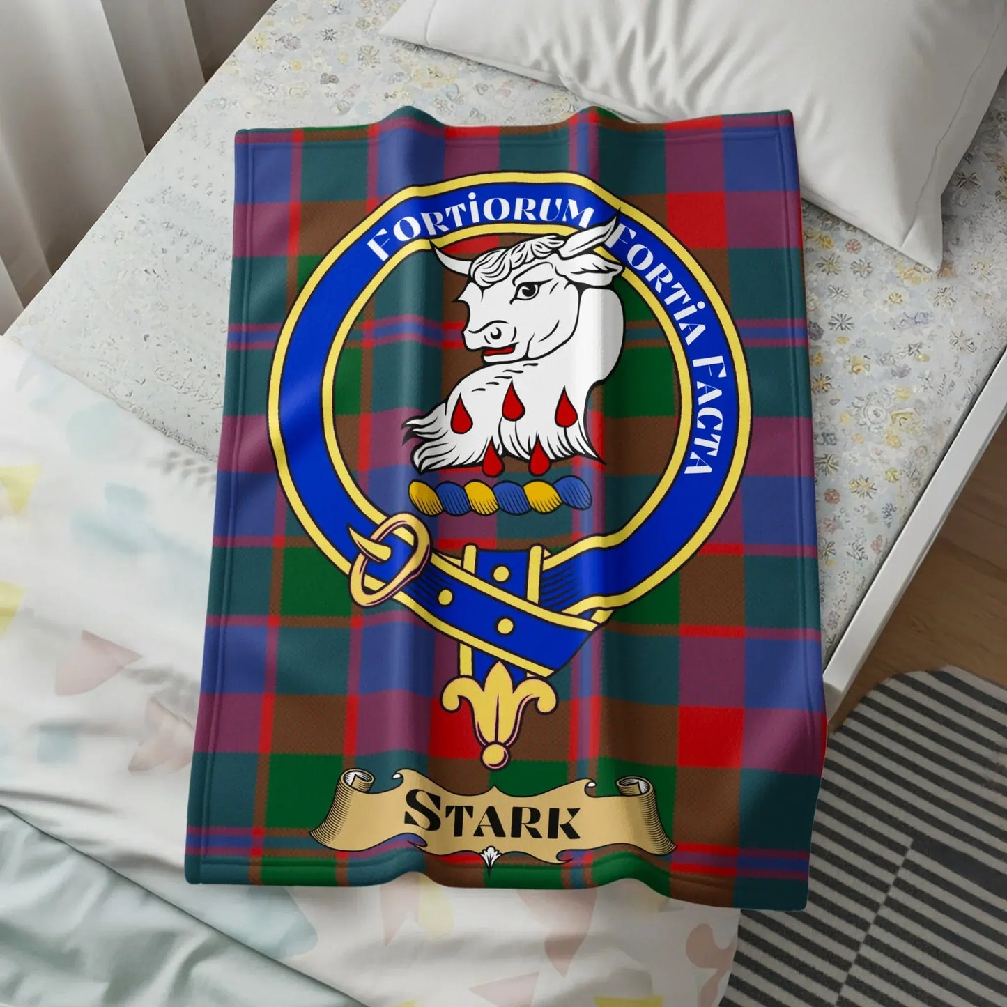 Fortiorum Fortia Facta Stark Emblem Tartan Blanket product
