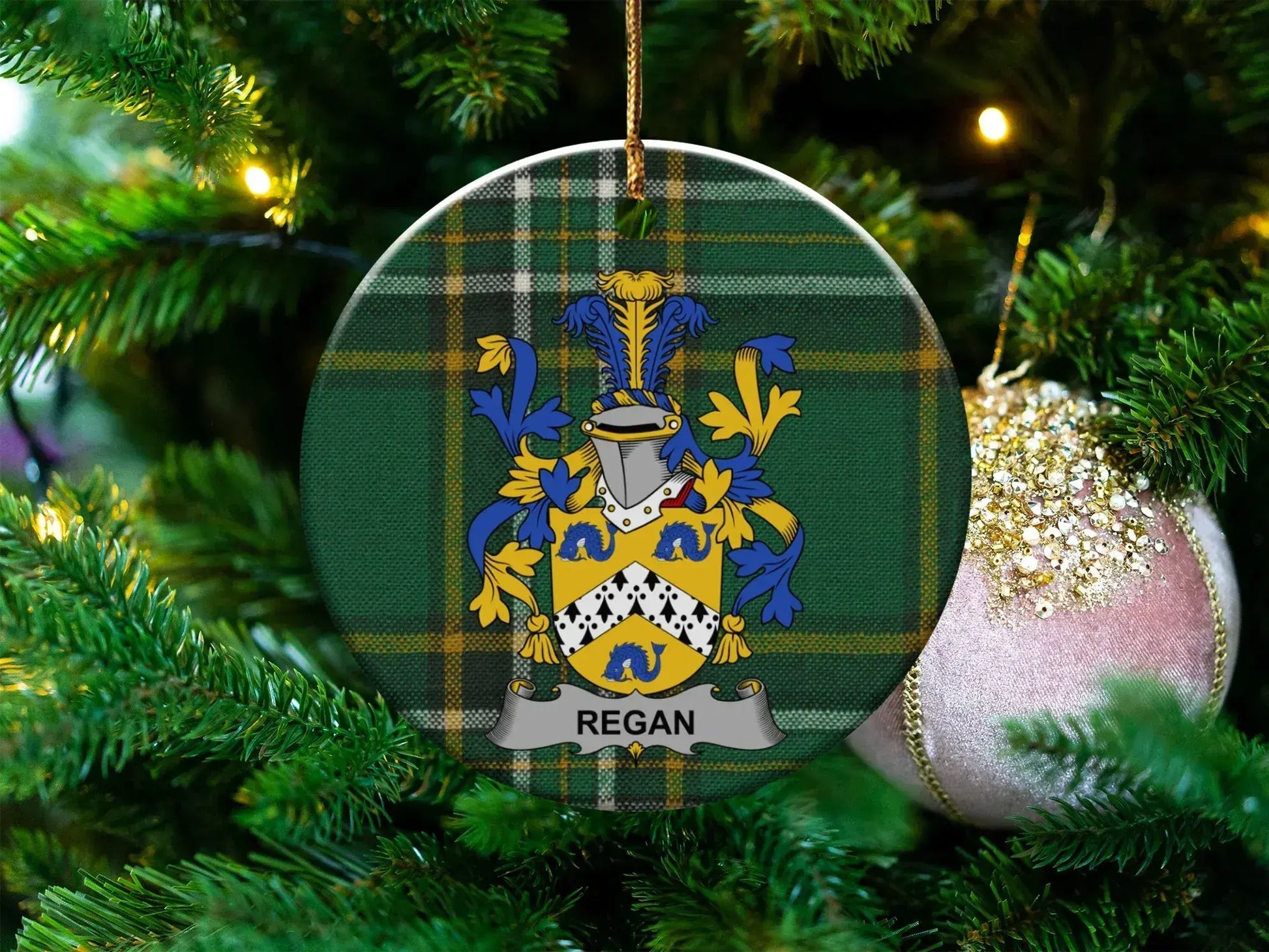 Personalized Regan Plaid Family Crest Ornament product type