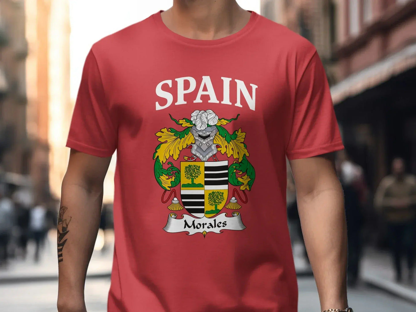 Spain Morales Family Crest Novelty T-shirt Product