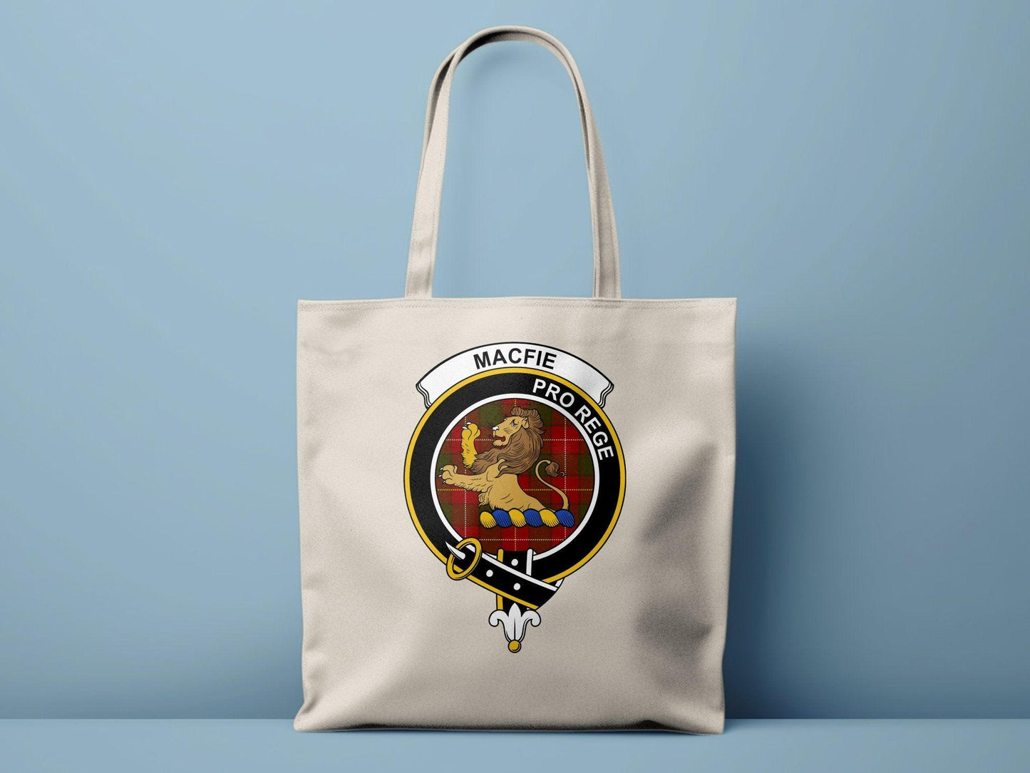 Custom Macfie Crest Tote Bag, Scottish Clan Lion Tote, Durable Reusable Shopping Bag, Unique Heritage Gift