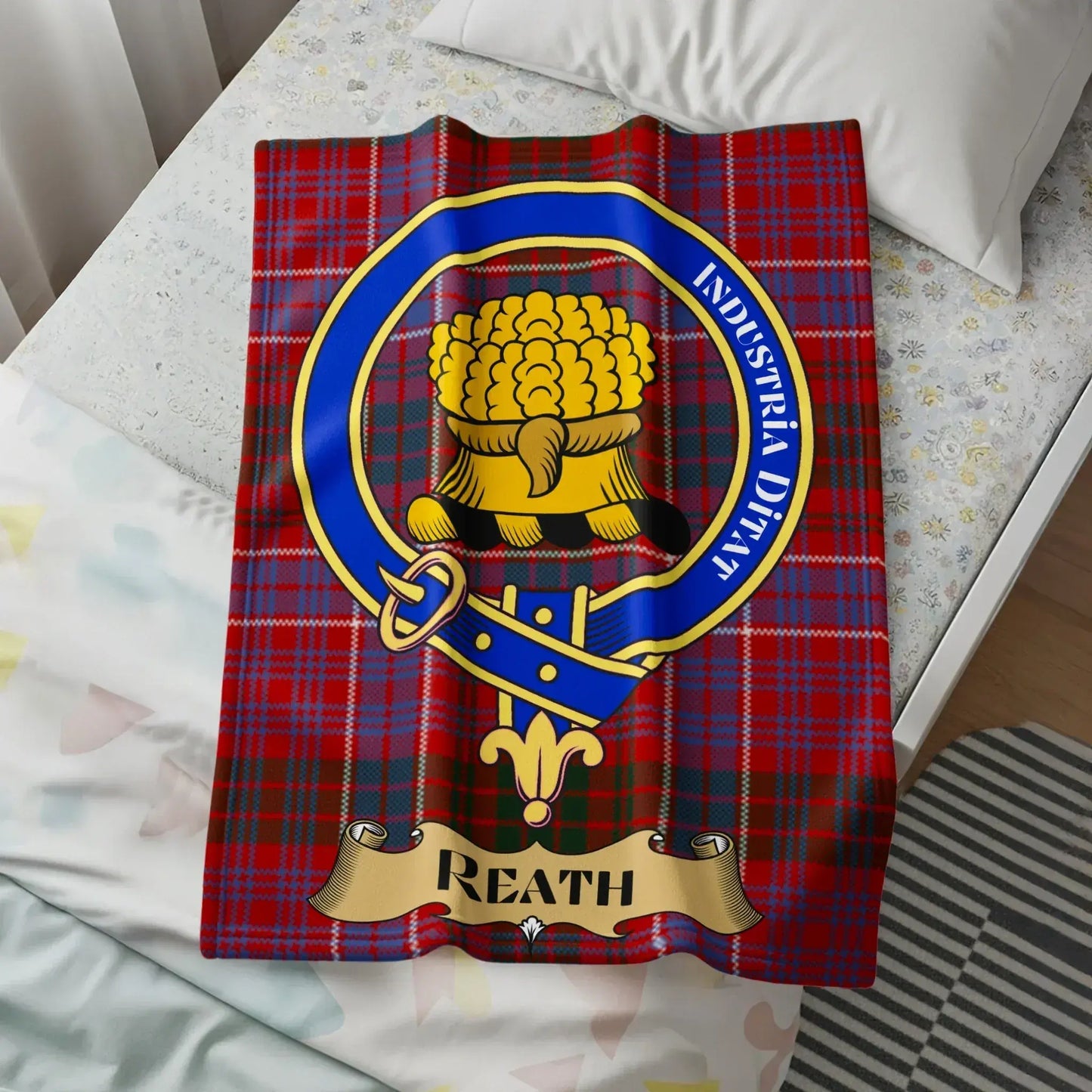 Reath Industria Ditat Emblem on Plaid Blanket product