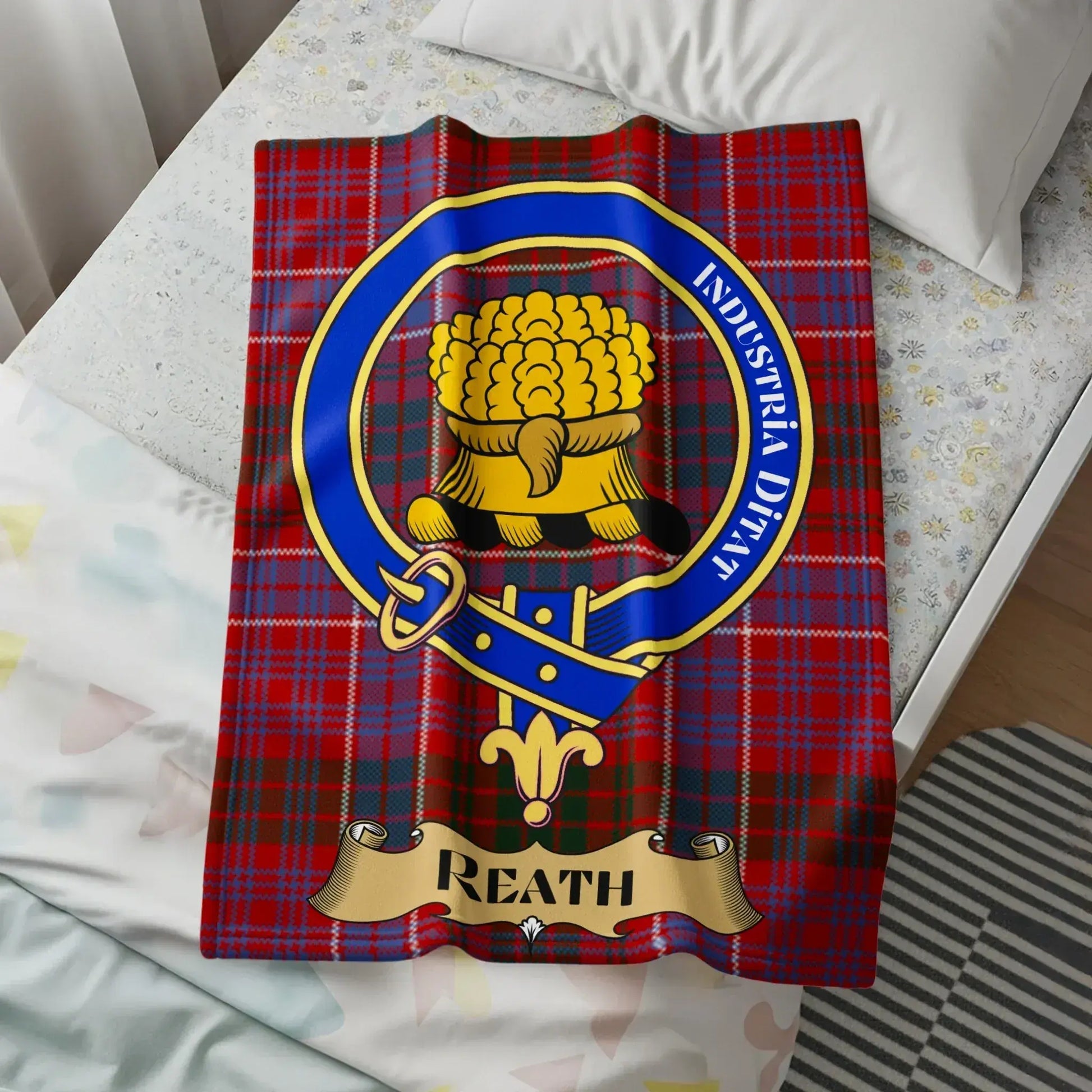 Reath Industria Ditat Emblem on Plaid Blanket product