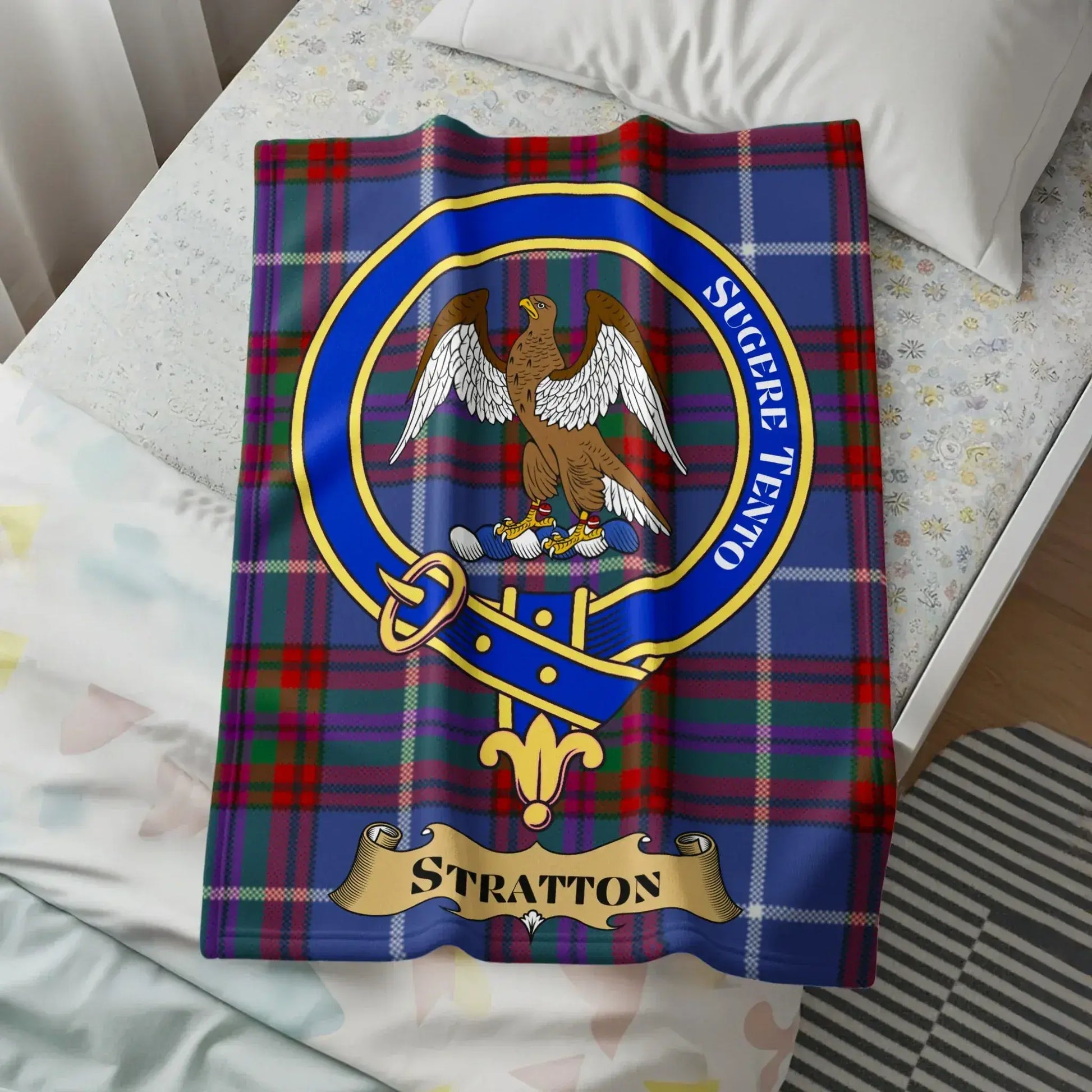 Stratton Royal Plaid Eagle Family Crest blanket