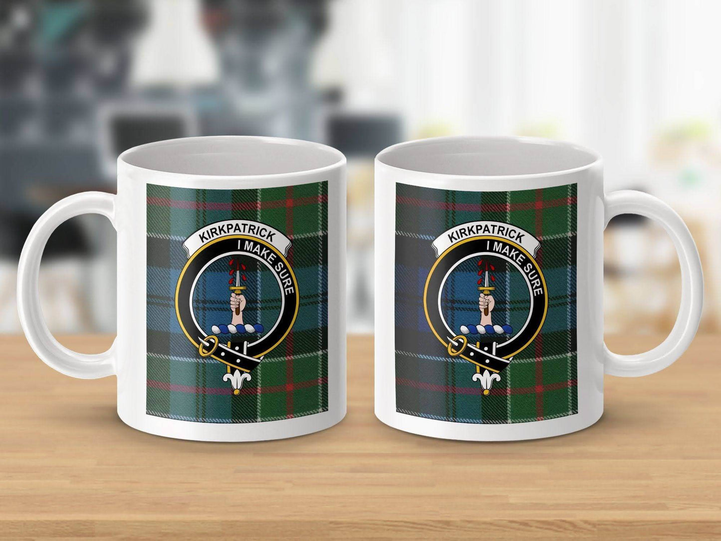 Kirkpatrick Motto Plaid Crest Design Ceramic Mug product