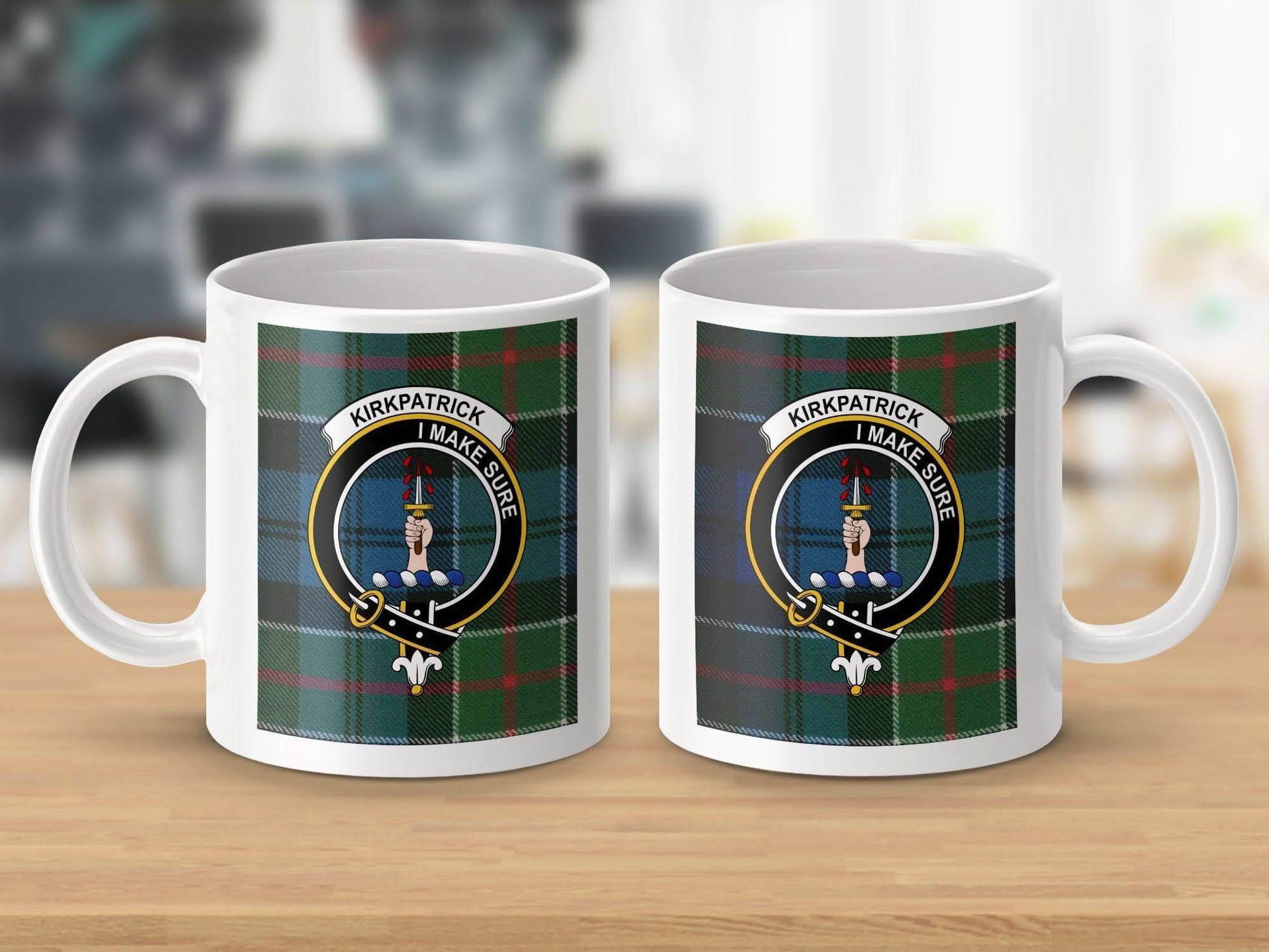 Kirkpatrick Motto Plaid Crest Design Ceramic Mug product