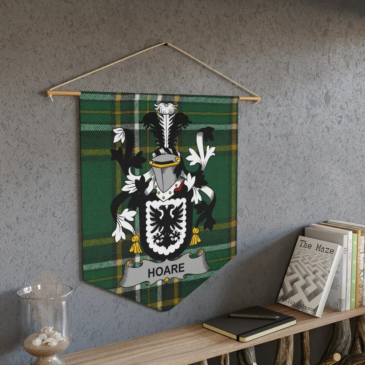 Green Plaid Coat of Arms Banner Wall Hanging product