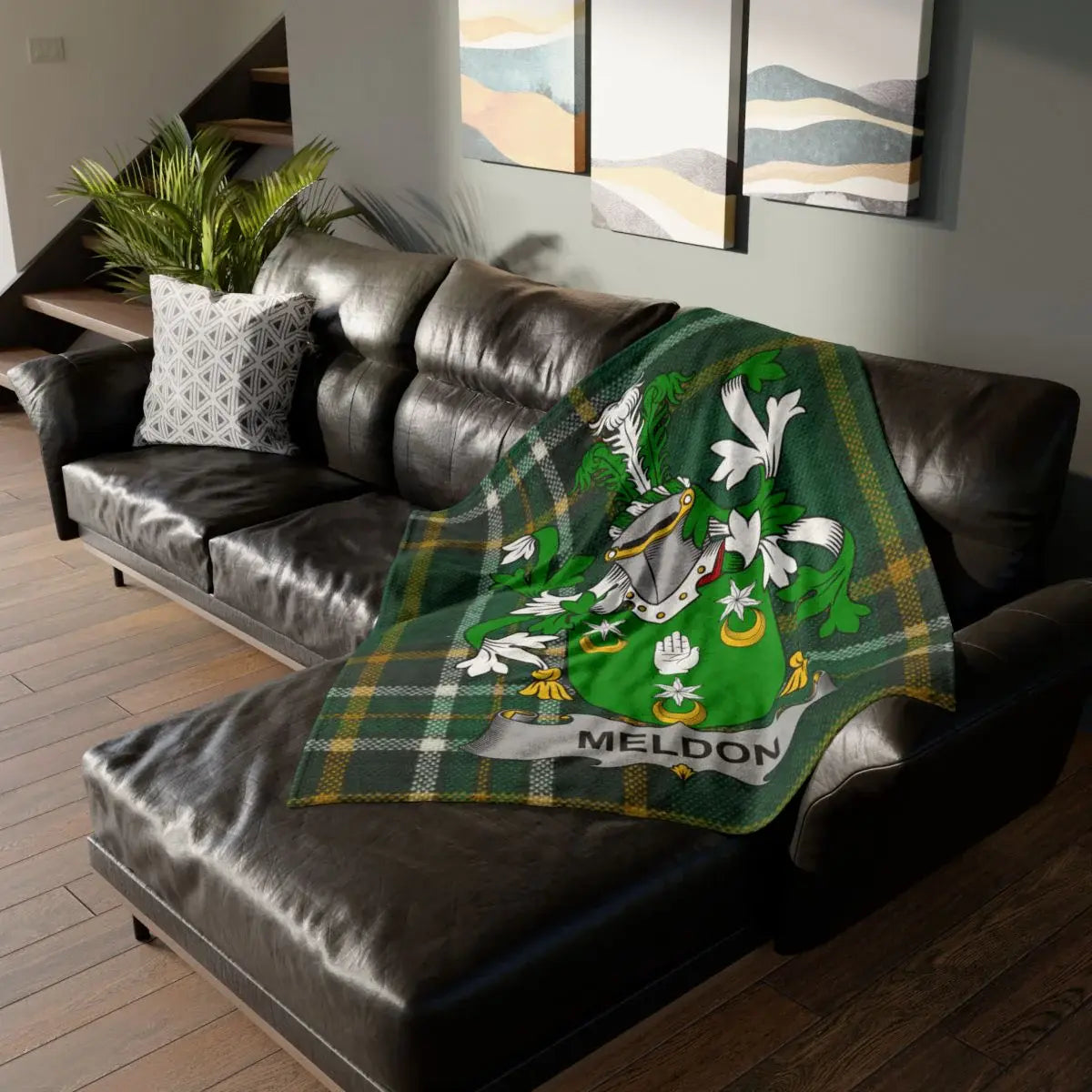 Meldon Family Crest Green Plaid Blanket Throw product