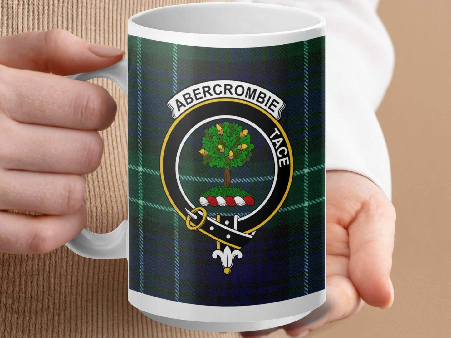 Abercrombie Clan Crest Scottish Tartan Mug - Celtic Ancestry Gifts