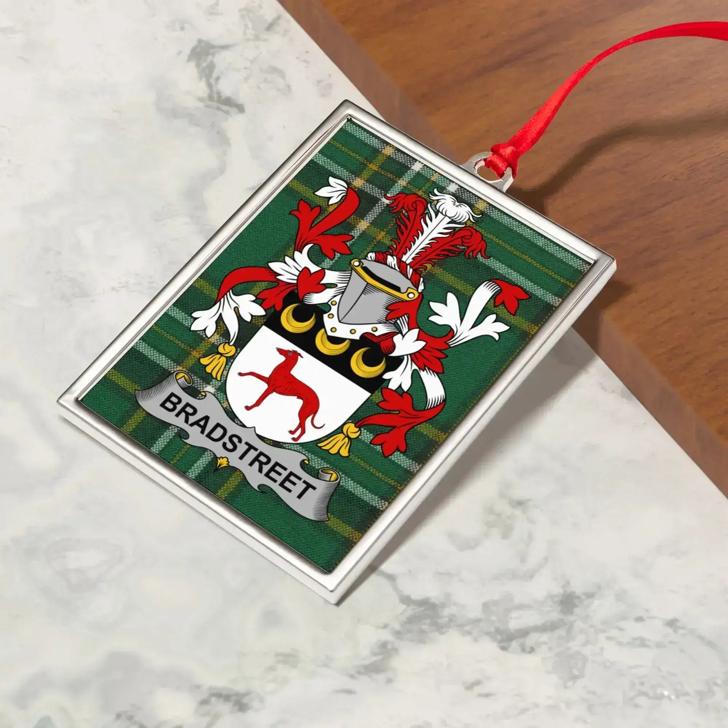 Family Crest Design Engraved Rectangular Ornament product type