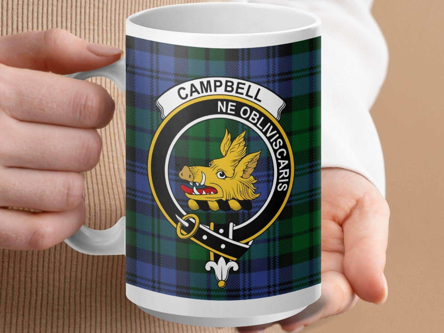 Campbell Clan Tartan Mug with Crest Design product