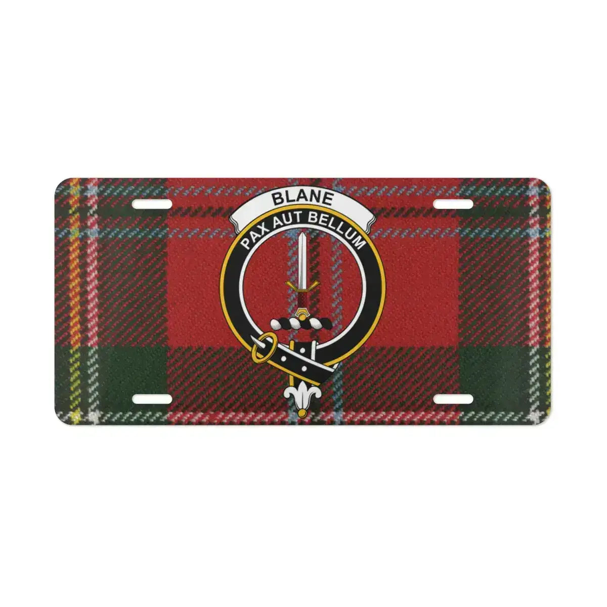 Blane Pax Aut Bellum Shield Red Plaid License plate product type