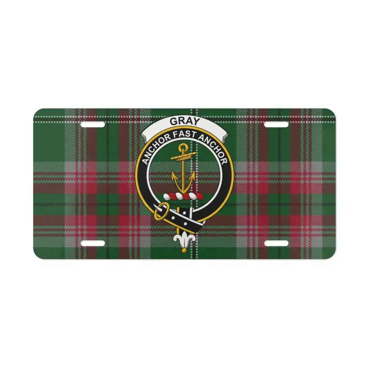 Gray Anchor Fast Anchor Plaid Design License Plate product