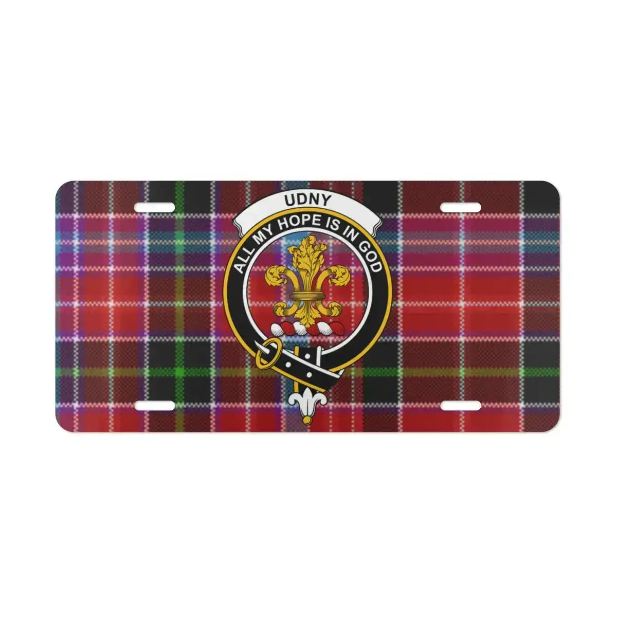 Clan Udny Tartan Emblem License Plate product