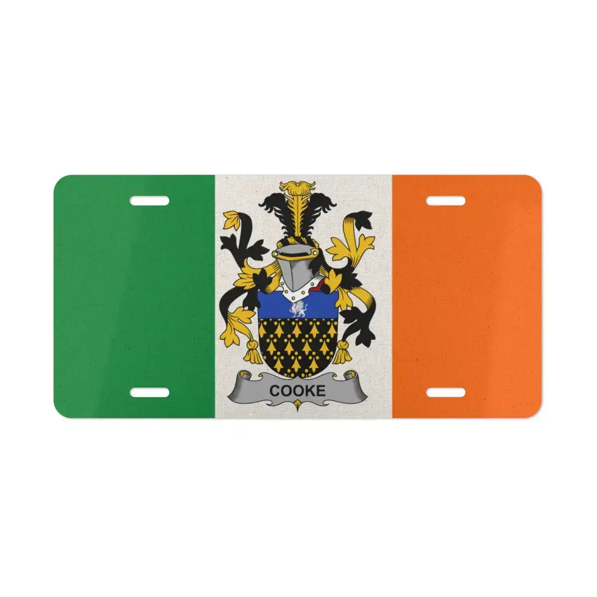 Cooke Family Crest Irish Flag License Plate Product