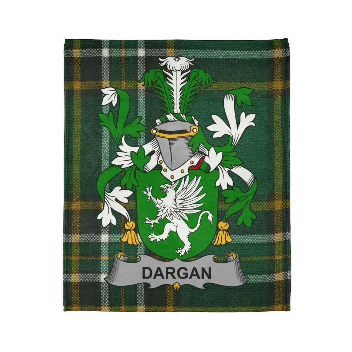Dargan Family Crest with Griffin and Tartan Design Blanket