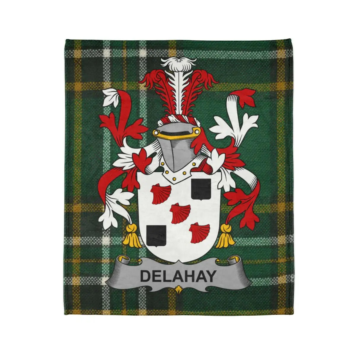 Delahay Family Crest Scottish Tartan Blanket