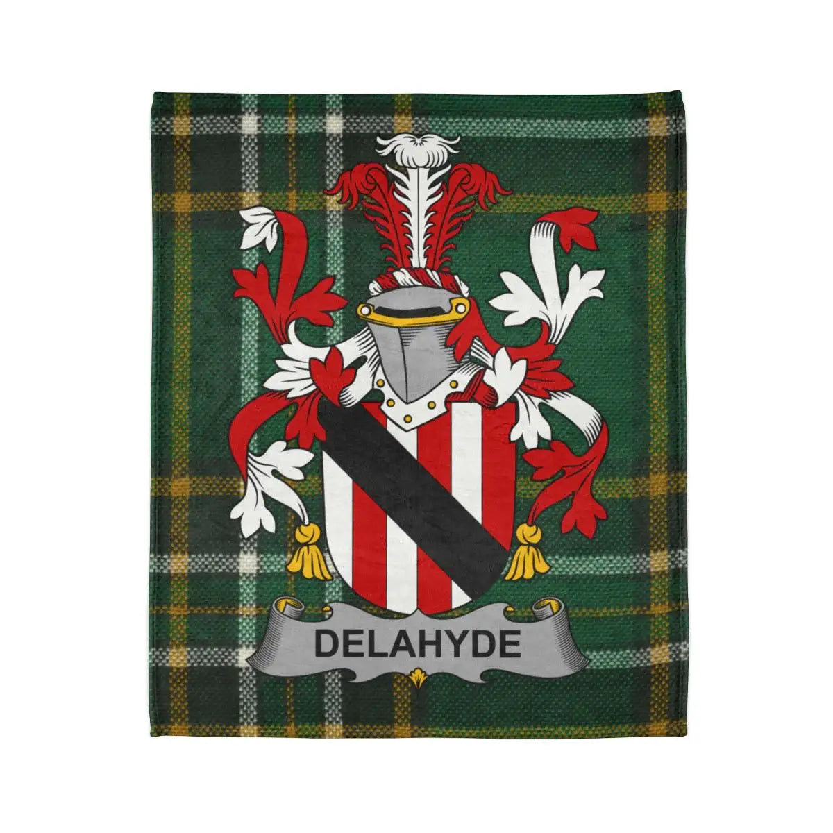 Delahyde Family Crest Plaid Tartan Blanket