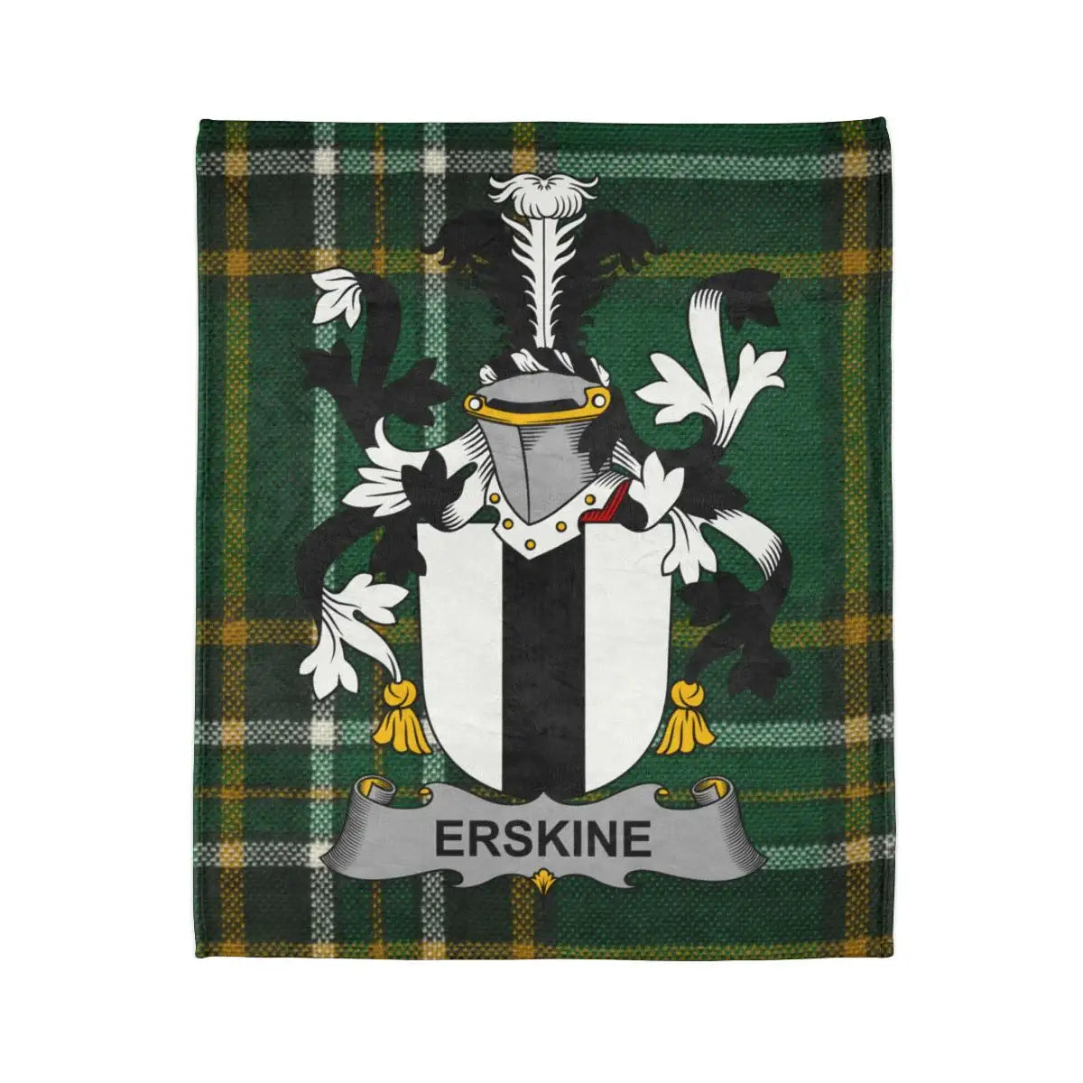 Erskine Family Crest Blanket with Tartan Design