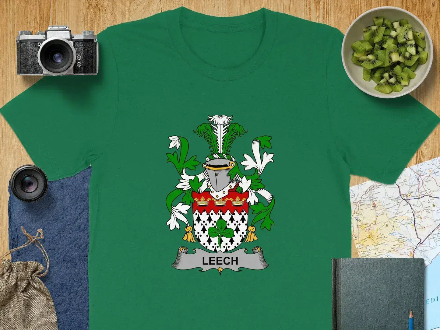Family Crest with Leech Insignia Green Shirt product