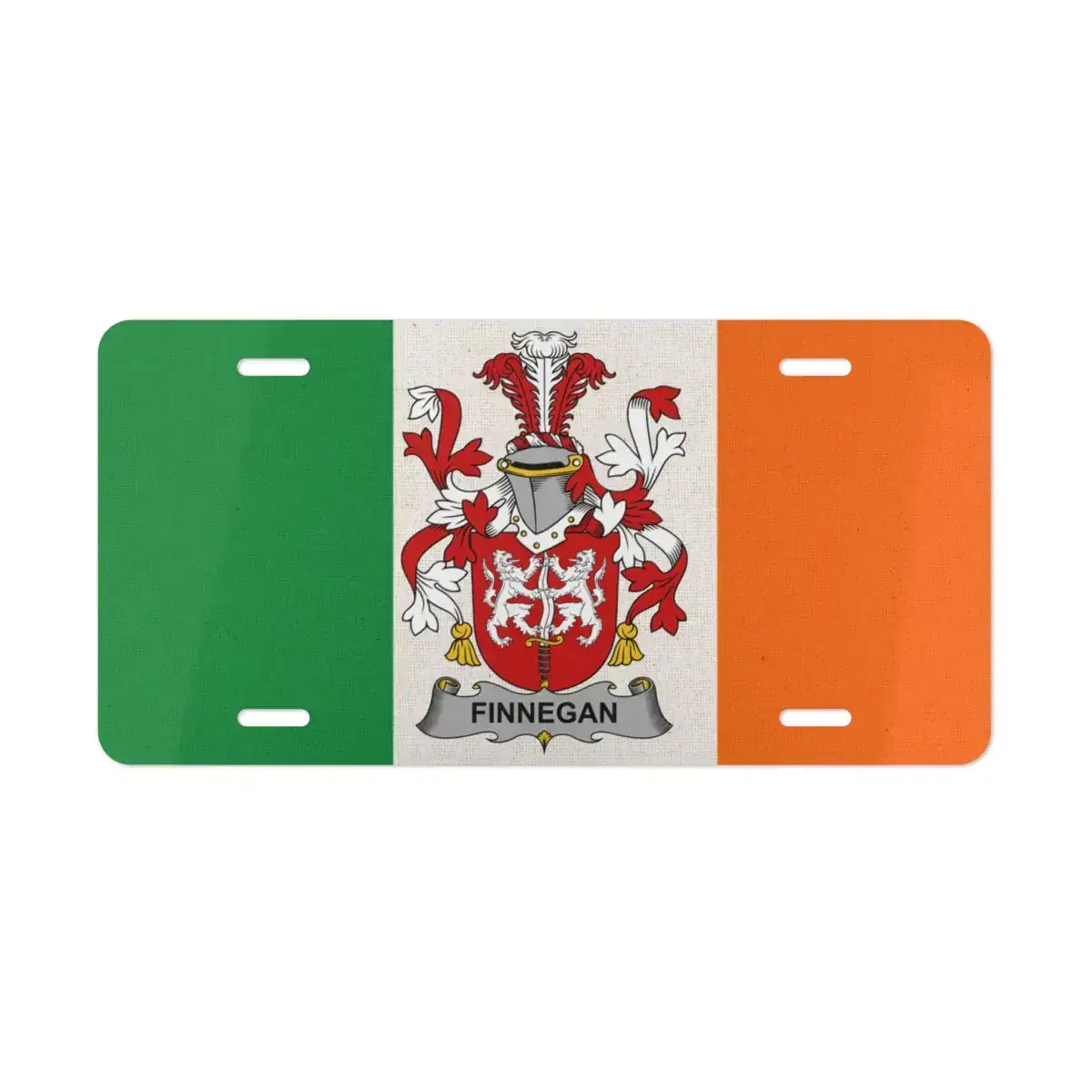Irish Flag with Finnegan Family Crest License Plate product type