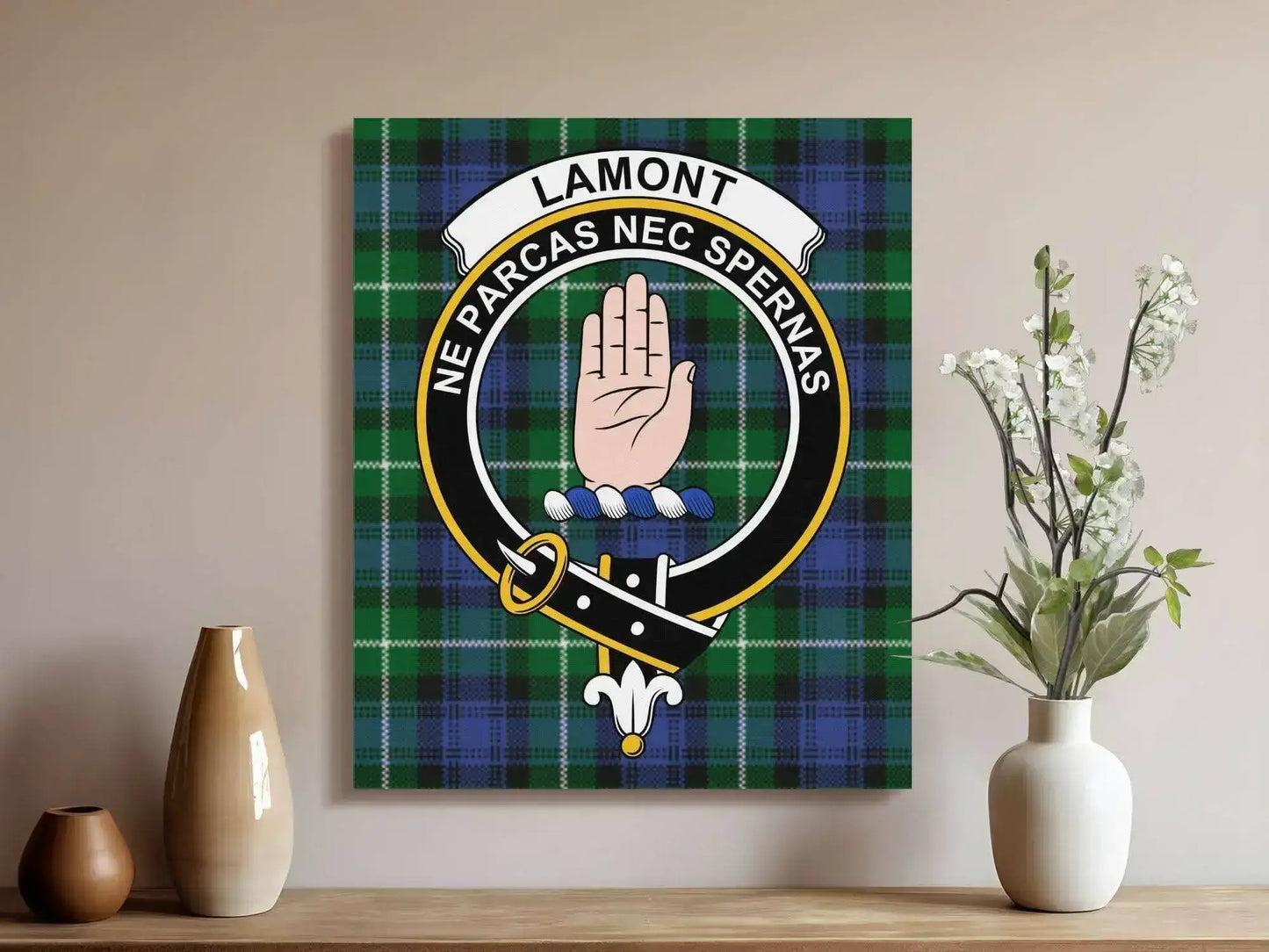 Lamont Scottish Tartan Crest Canvas - Celtic Ancestry Gifts