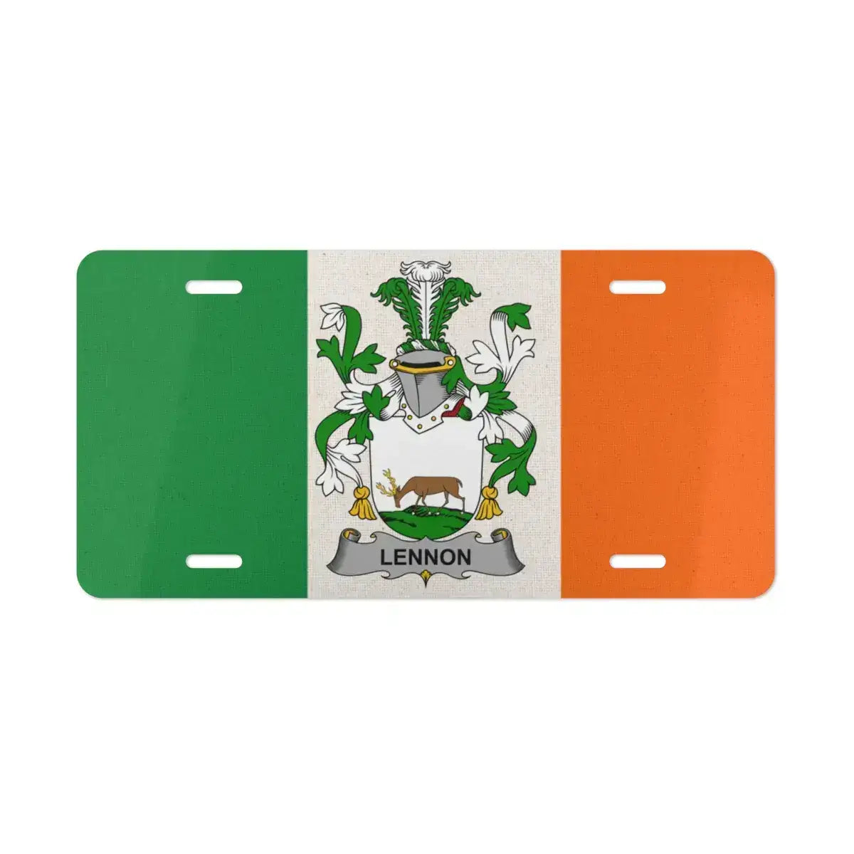 Irish Flag with Lennon Family Crest License Plate product