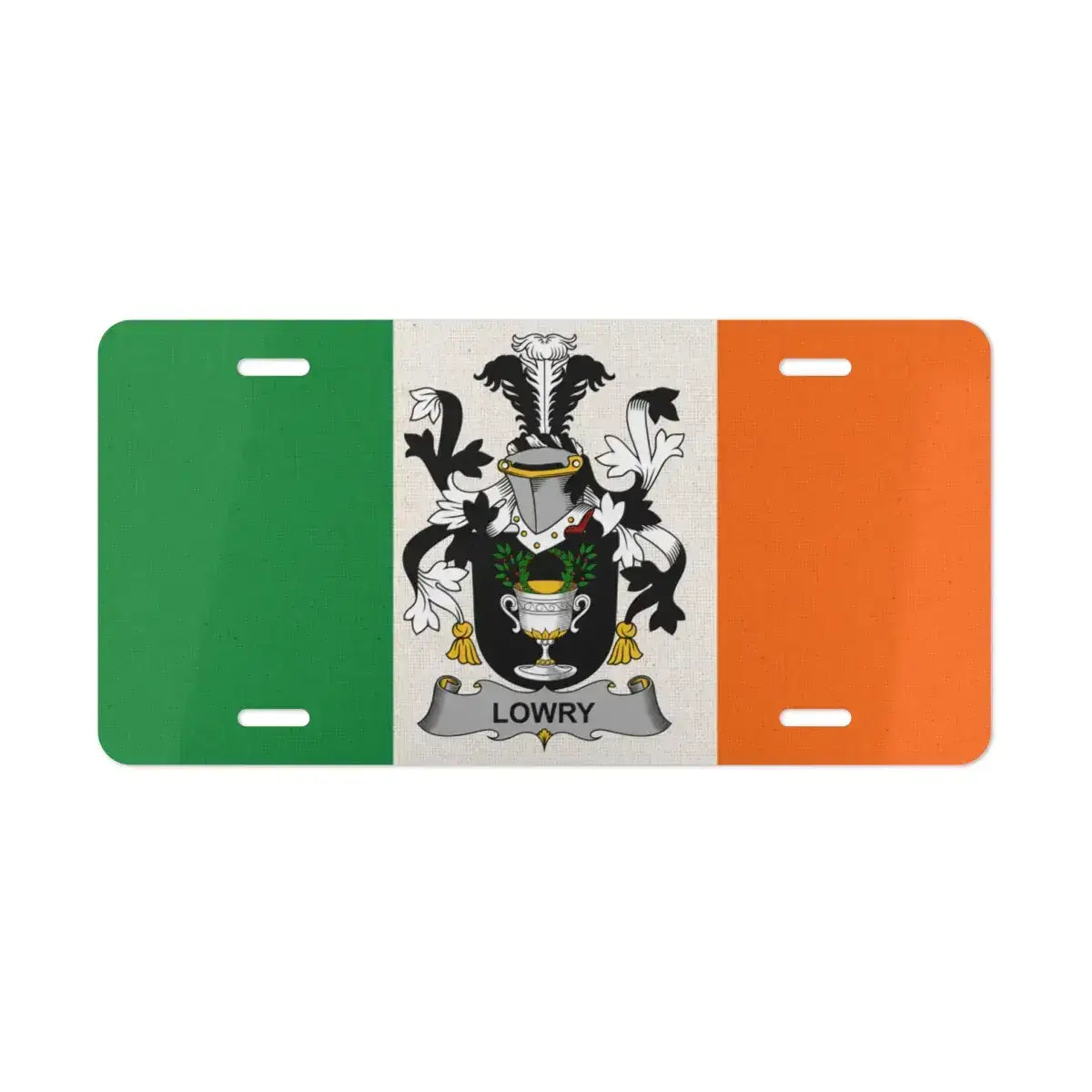 Irish Flag with Lowry Family Crest License Plate product type