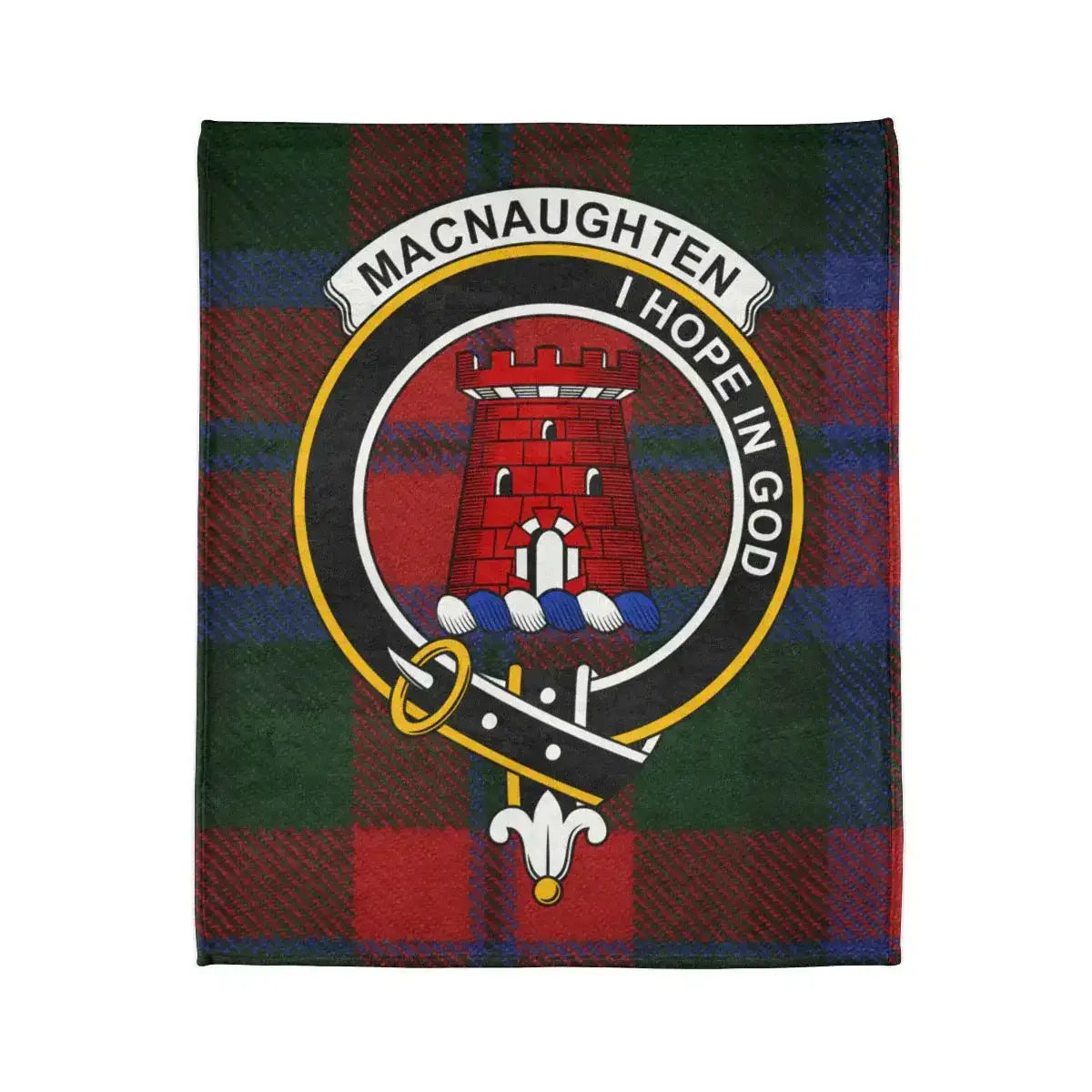 Macnaughten Clan Tartan with Crest Design Blanket