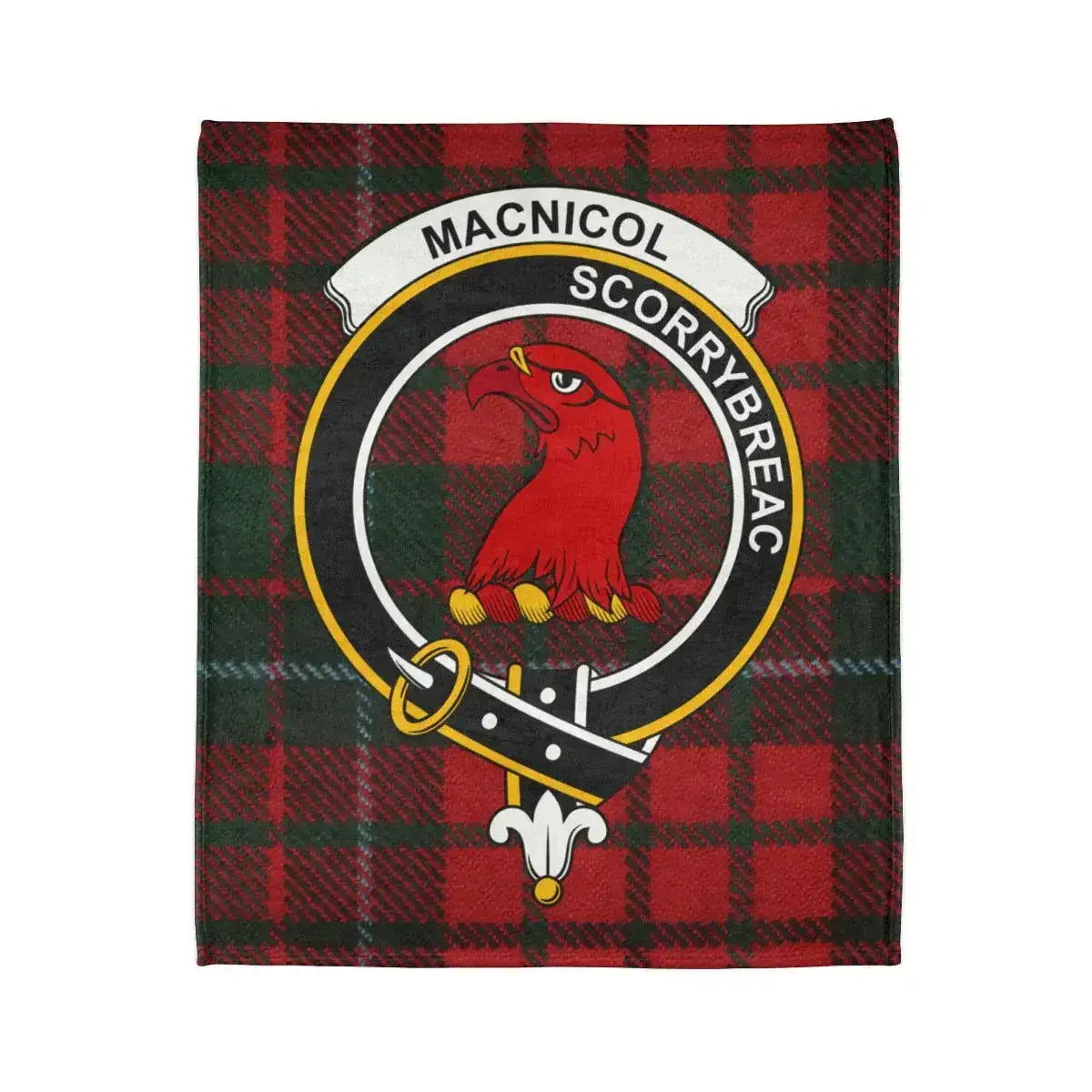 MacNicol Scorrybreac Clan Crest Tartan Blanket