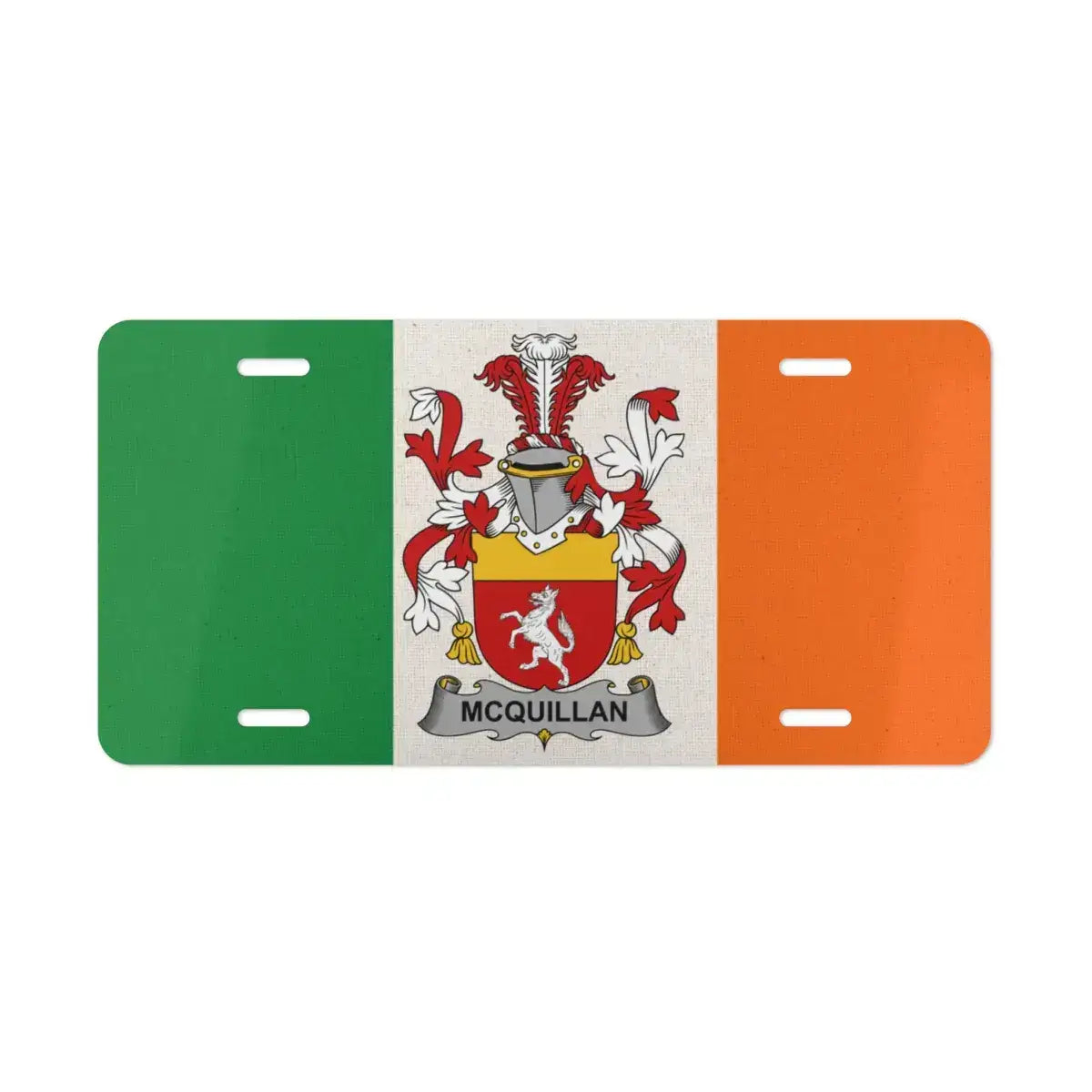 Irish McQuillan Family Crest Flag License Plate product