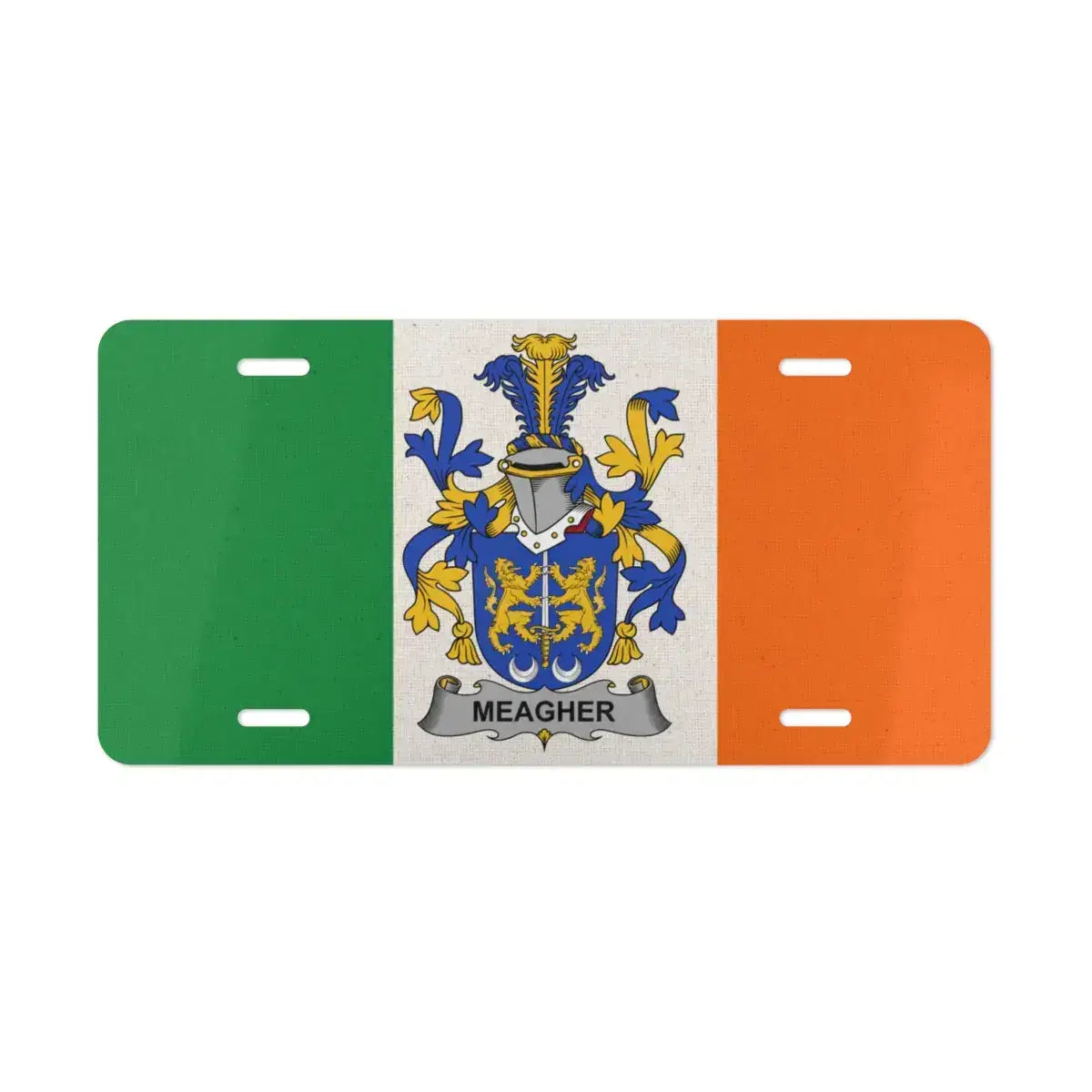 Irish Flag with Meagher Family Crest License Plate product