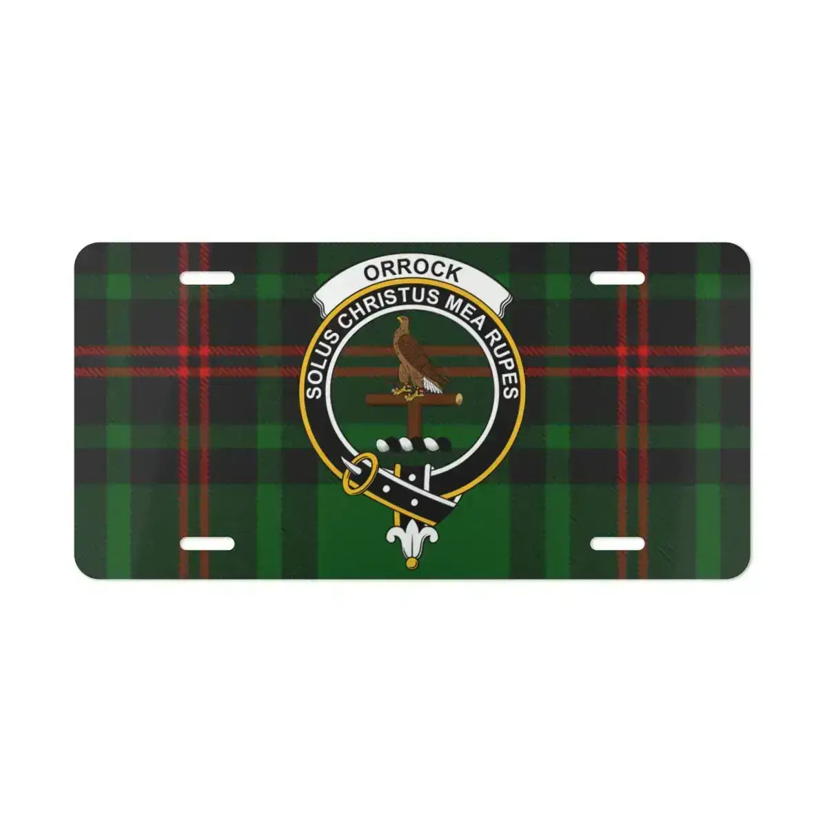 Orrock Crest with Tartan Background License Plate product