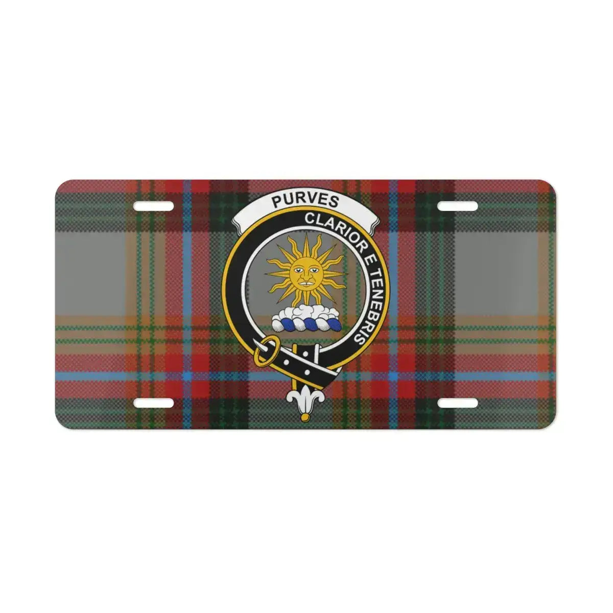 Purves Clan Badge Car Plate Vibrant Tartan product