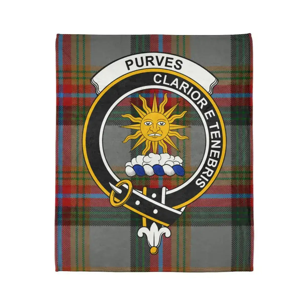 Purves Family Crest Plaid Blanket Tapestry Decor